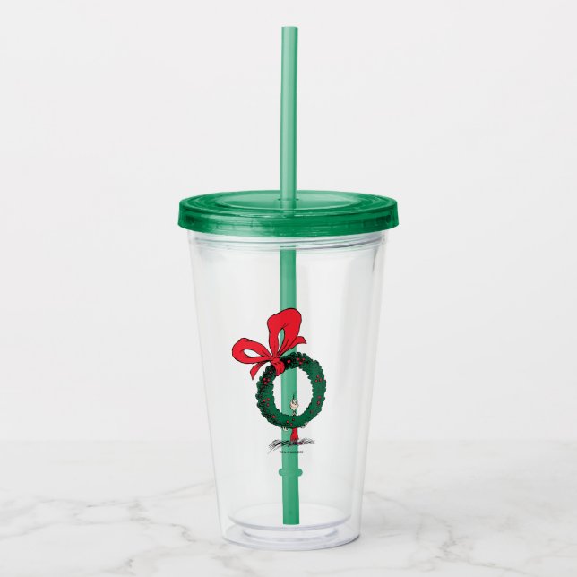 Who Peeking Through Christmas Wreath Acrylic Tumbler (Front)