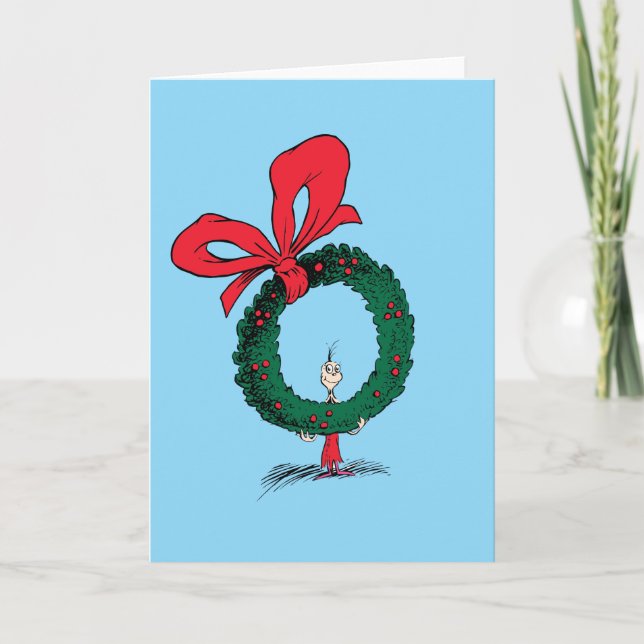 Who Peeking Through Christmas Wreath Card (Front)