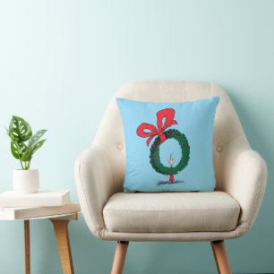 Who Peeking Through Christmas Wreath Cushion
