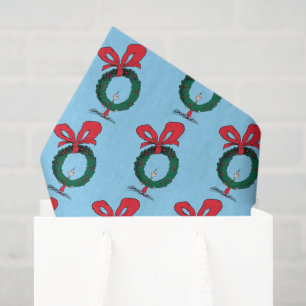 Who Peeking Through Christmas Wreath Tissue Paper