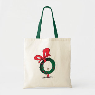 Who Peeking Through Christmas Wreath Tote Bag