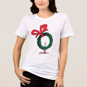 Who Peeking Through Christmas Wreath Tri-Blend Shirt