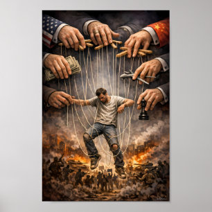 Who Pulls the Strings War Allegory Poster