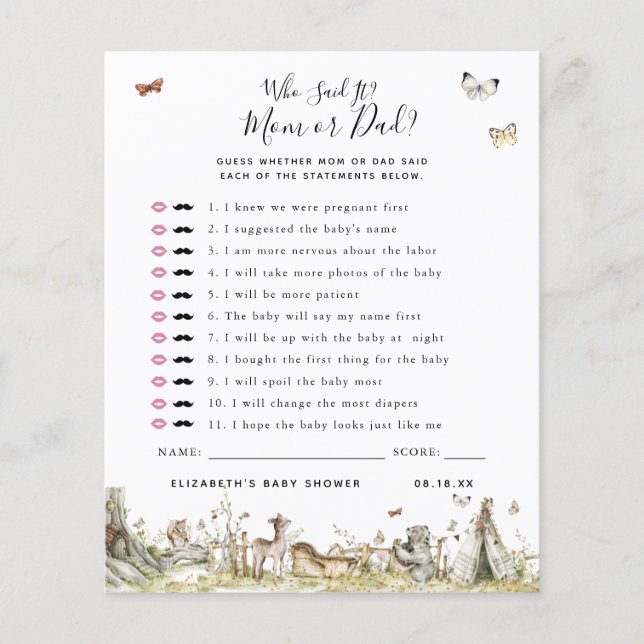 Who Said It | Baby Shower Game (Front)