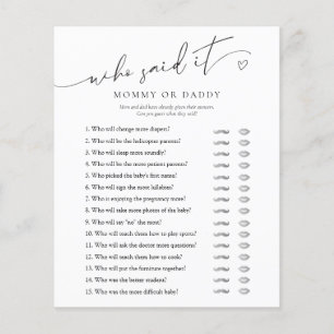 Who Said It Mummy or Daddy Minimalist Baby Shower