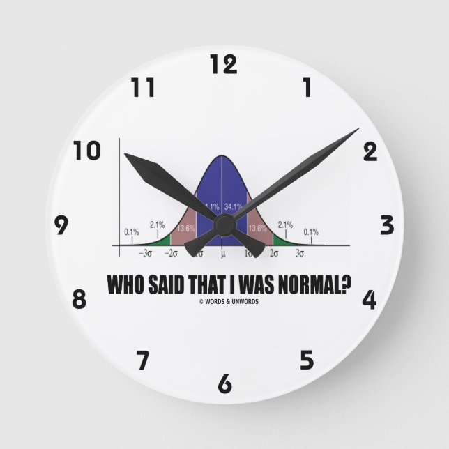 Who Said That I Was Normal? (Bell Curve Humour) Round Clock (Front)