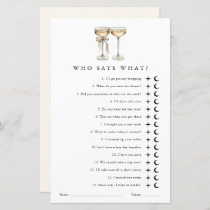 Who says what Gender Neutral Wedding Shower Game