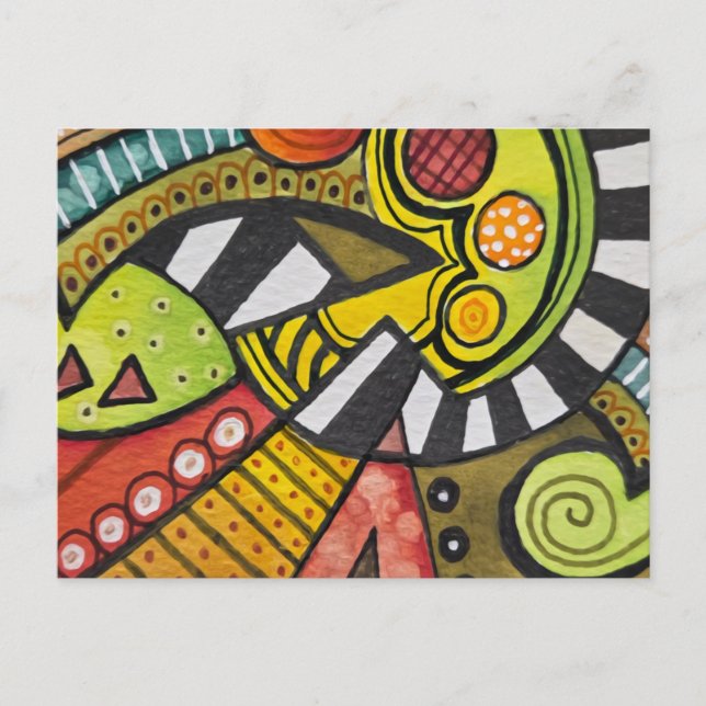 WHO SLICED MY TOMATO WITH A CUBIST KNIFE? POSTCARD (Front)