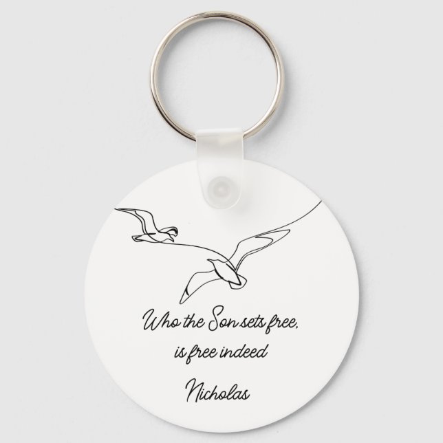 Who the Son sets Free Is Free Indeed Bible Verse Key Ring (Front)