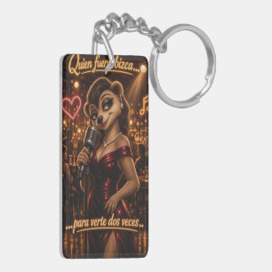 Who Were Cross Eyed To See You Twice Funny Latin Key Ring