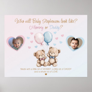 Who Will Baby Look Like 2 Photos Baby Shower Game Poster