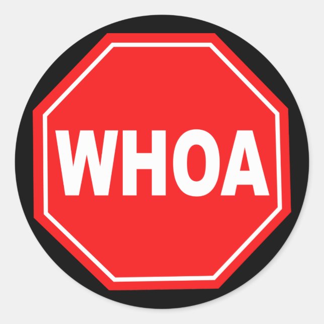 whoa classic round sticker (Front)