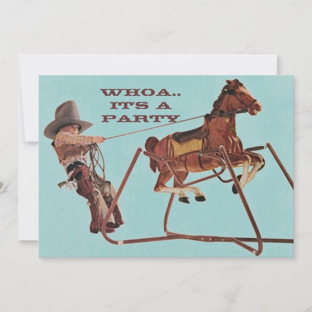 Whoa For Birthday Fun Western Cowboy Invitations (Front)