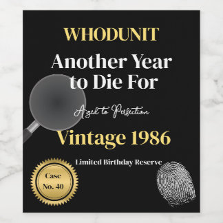 Whodunit Birthday Wine Label | Another Year to Die