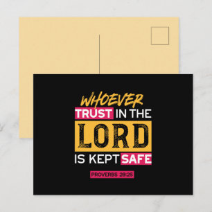 Whoever Trusts in the Lord Is Kept Safe Quote Holiday Postcard