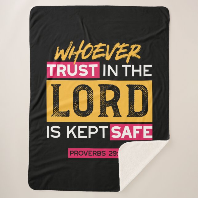 Whoever Trusts in the Lord Is Kept Safe Quote Sherpa Blanket (Front)