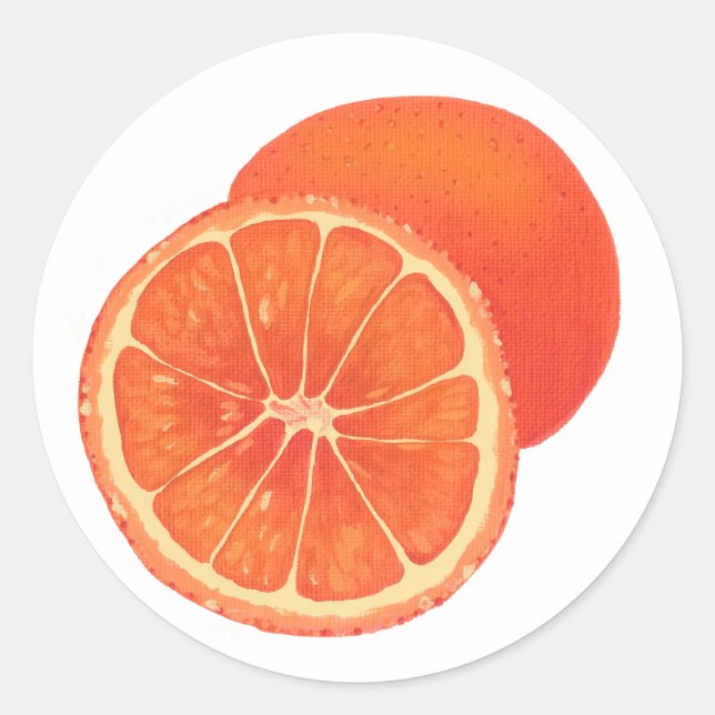 Whole and Sliced Orange Fruit Food Stickers (Front)