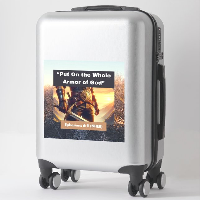 Whole Armour of God - Custom-Cut Vinyl Sticker (Suitcase)
