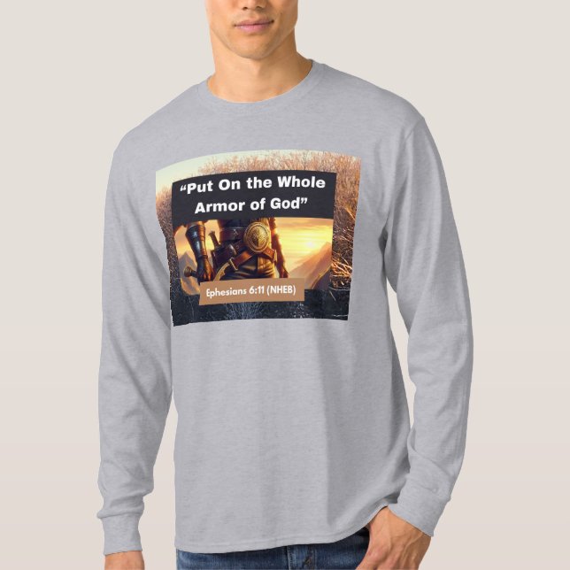 Whole Armour of God - Long Sleeve Lt Grey T-shirt (Front)