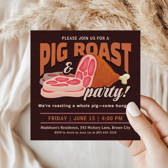 Whole Hog Pig Roast Party Invitation (Creator Uploaded)