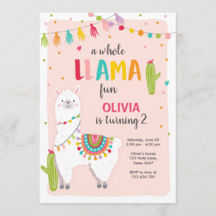 Whole llama fun birthday invitation Alpace Fiesta