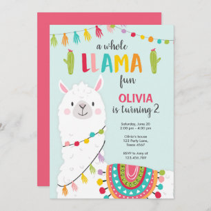 Whole llama fun birthday invitation Alpace Fiesta
