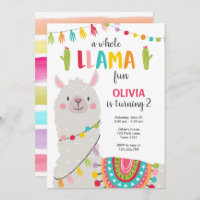 Whole llama fun birthday invitation Alpace Fiesta