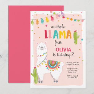 Whole llama fun birthday invitation Alpace Fiesta