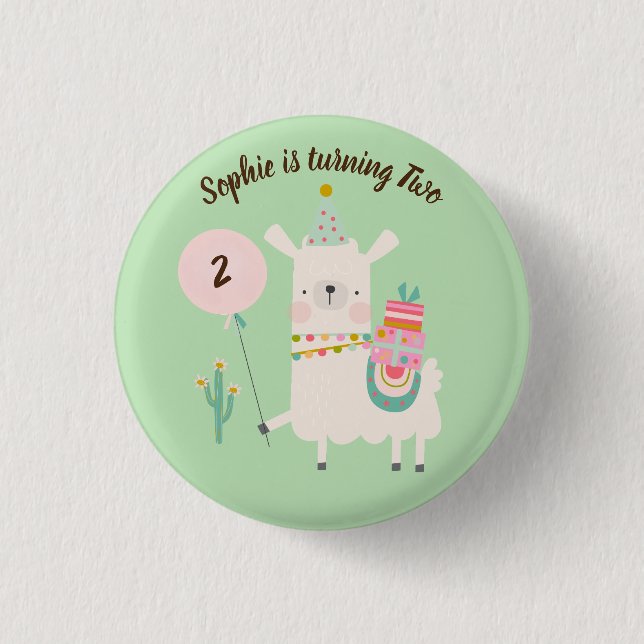 Whole Llama Fun Lime Green Birthday Party 3 Cm Round Badge (Front)