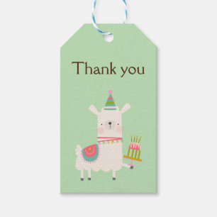 Whole Llama Fun Lime Green Birthday Party Gift Tags