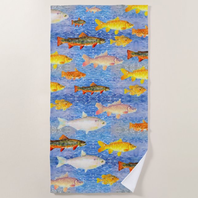 Whole Lot of Colourful Fish in the Sea Beach Towel (Front)