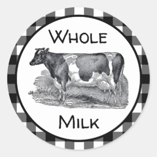 Whole Milk Label Black and White Gingham