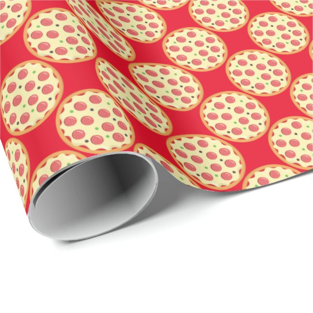 Whole pepperoni pizza tiled wrapping paper (Roll Corner)