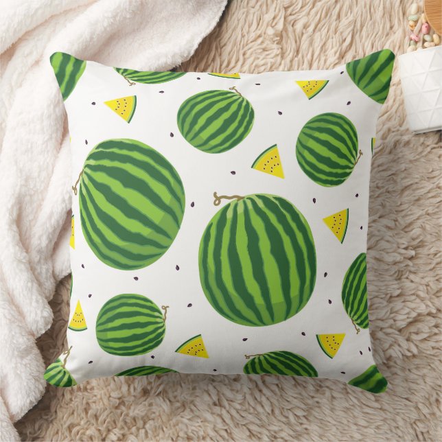 Whole Watermelons & Yellow Wedges Pattern Cushion (Blanket)