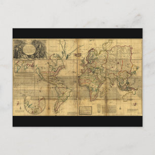 Whole World Map by Herman Moll (1719) Postcard