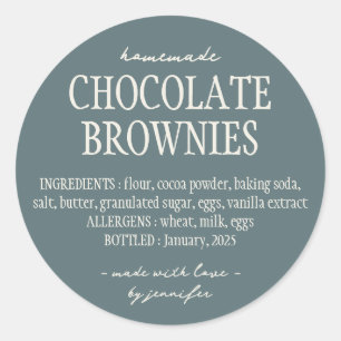 Wholesale Bakery Food Cottage Law Ingredients Classic Round Sticker