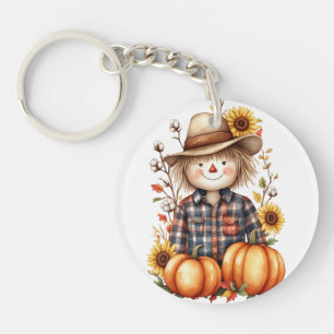 Wholesome Harvest Scarecrow Sunflower Farmhouse Key Ring