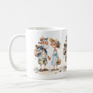 Wholesome Watercolor Senior Couple Scene Coffee Mug