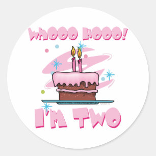 Whooo Hooo I'm Two Pink Sticker