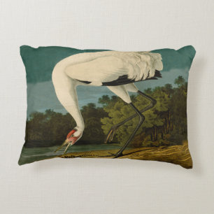 Whooping Crane Audubon Bird Painting Decorative Cushion