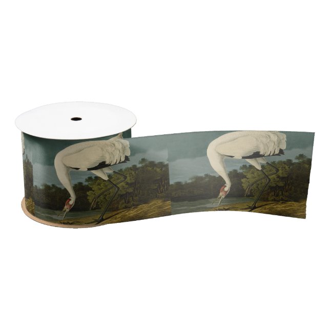 Whooping Crane Audubon Bird Painting Satin Ribbon (Spool)