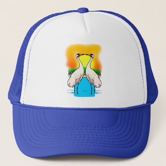 Whooping Cranes in Love Trucker Hat (Front)