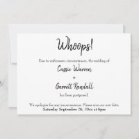 "Whoops!" Postponed Wedding Announcement