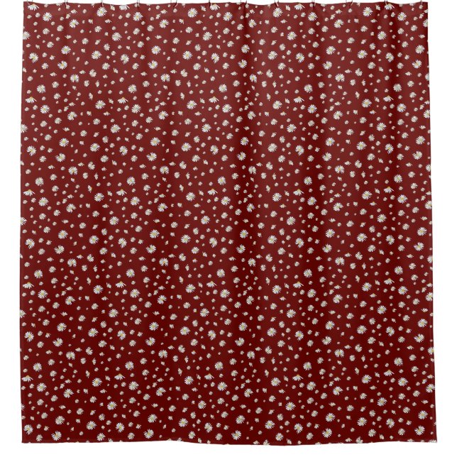Whoopsie Daisies Dark Red  Shower Curtain (Front)