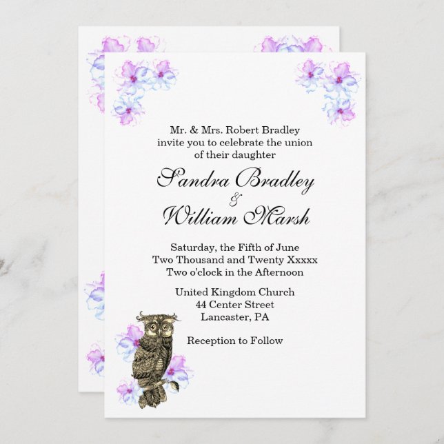 Whoos Getting Married Unique Owl Wedding Invitation (Front/Back)