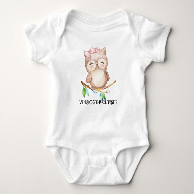 Whoo's The Cutest Newborn Baby Clothes, Owl Bodysuit (Front)