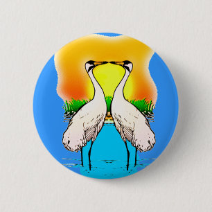 Whopping Cranes in Love 6 Cm Round Badge