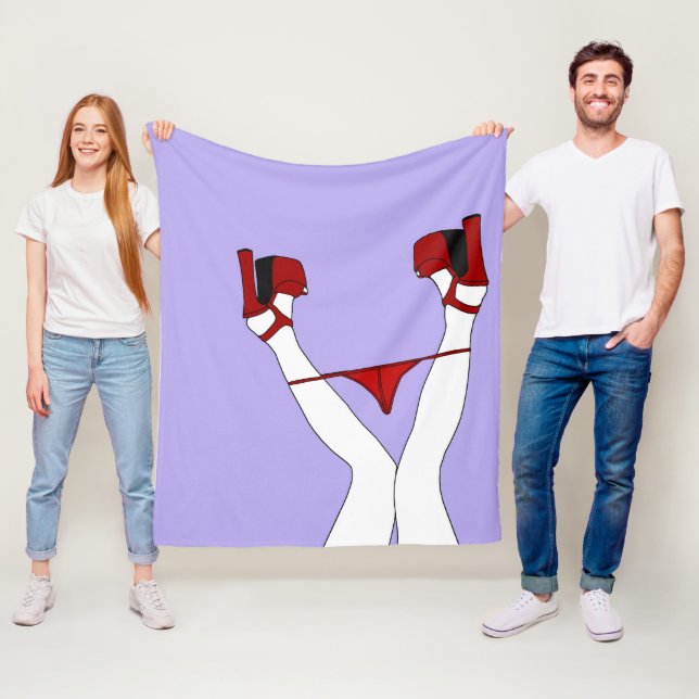 Whops! Panties down, kinky cartoon pop art, red Fleece Blanket (In Situ)