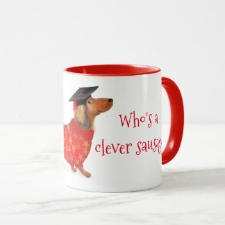 'Who's a clever sausage' dachshund graduation mug