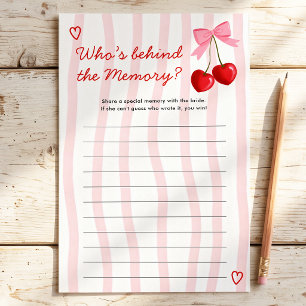 Who's Behind the Memory Cherry Bridal Shower Game